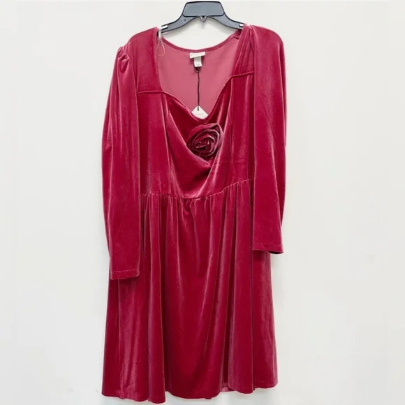 AVA & VIV Velvet Dress In Cherry Splash Size XXL New With Tags - Picture 3 of 6